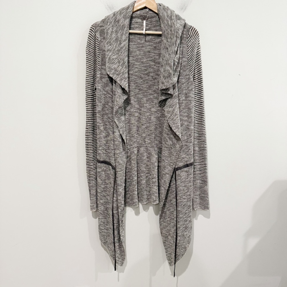 FREE PEOPLE For Keeps Cardigan Sweater Hood Asymmetrical Tie Layering Size Small - Picture 2 of 10